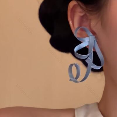 蝴蝶结丝带反重力耳环女