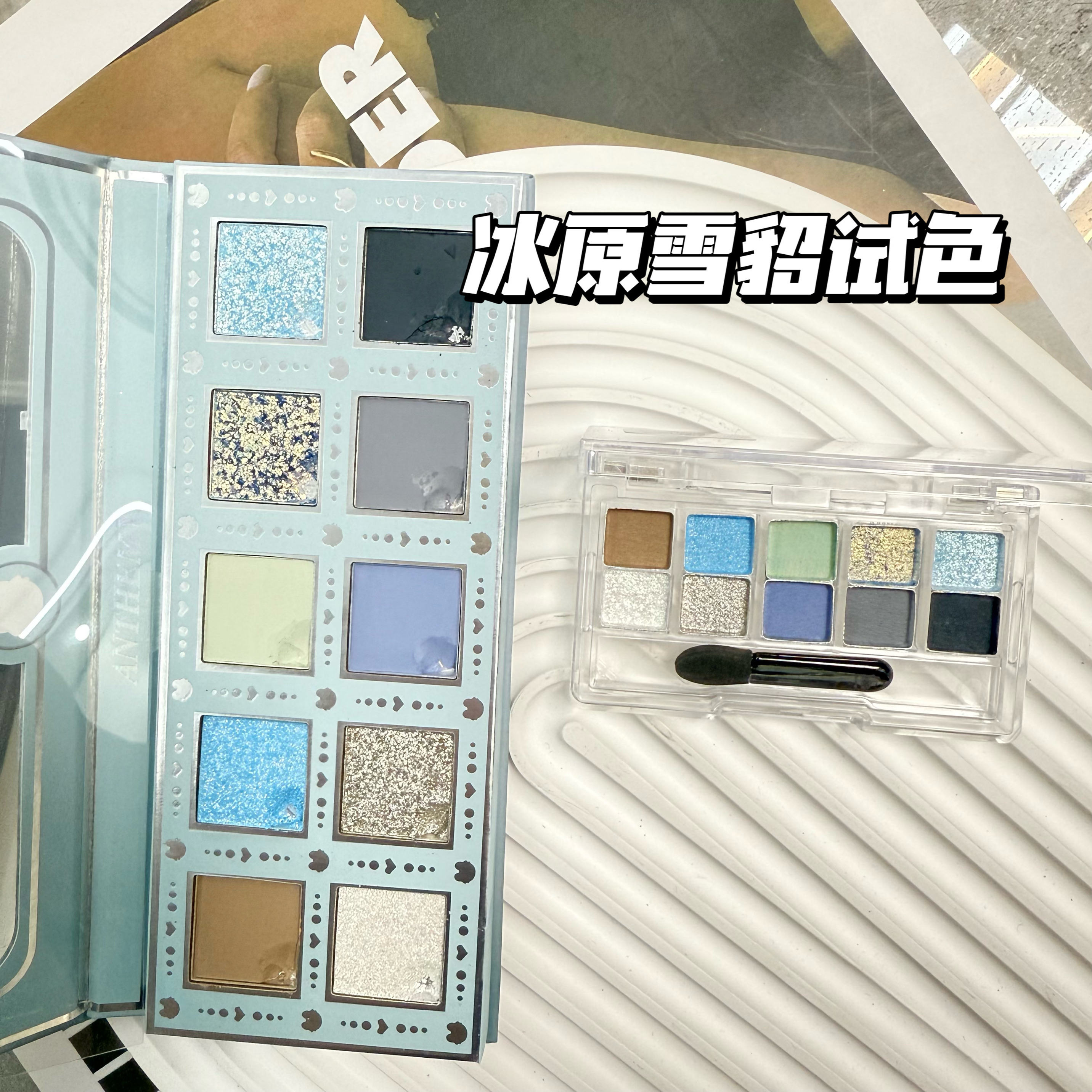 现货Anthemy十色变色龙眼影小样爆闪冰原雪貂盘试色