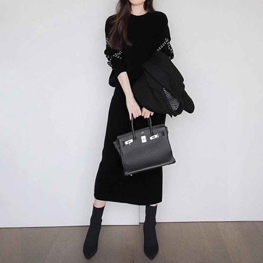 小香风时尚气质针织套装2025秋冬新款软糯宽松毛衣半身裙两件套装