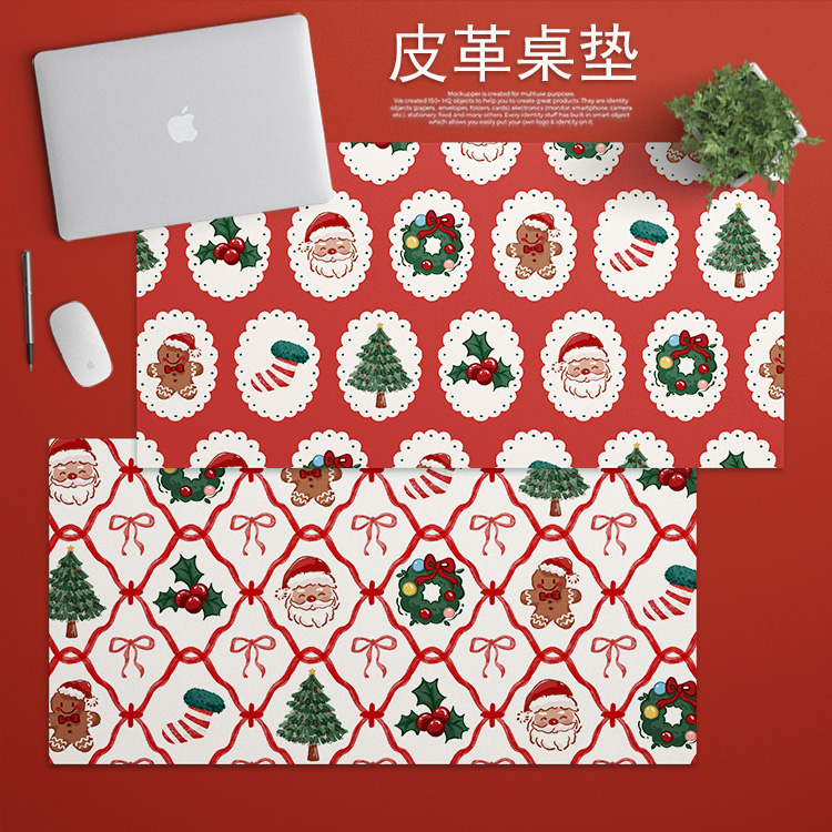 圣诞主题 ins风皮革桌垫布防水防油防烫免洗茶几垫餐垫pu鼠标