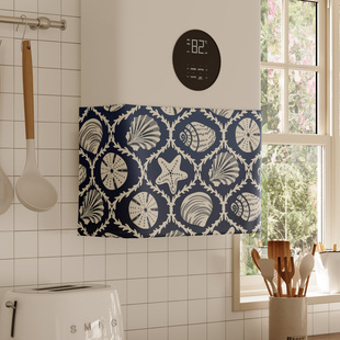 海洋贝壳热水器遮挡帘罩布水管遮丑帘布厨房燃气炉装饰帘魔术贴帘