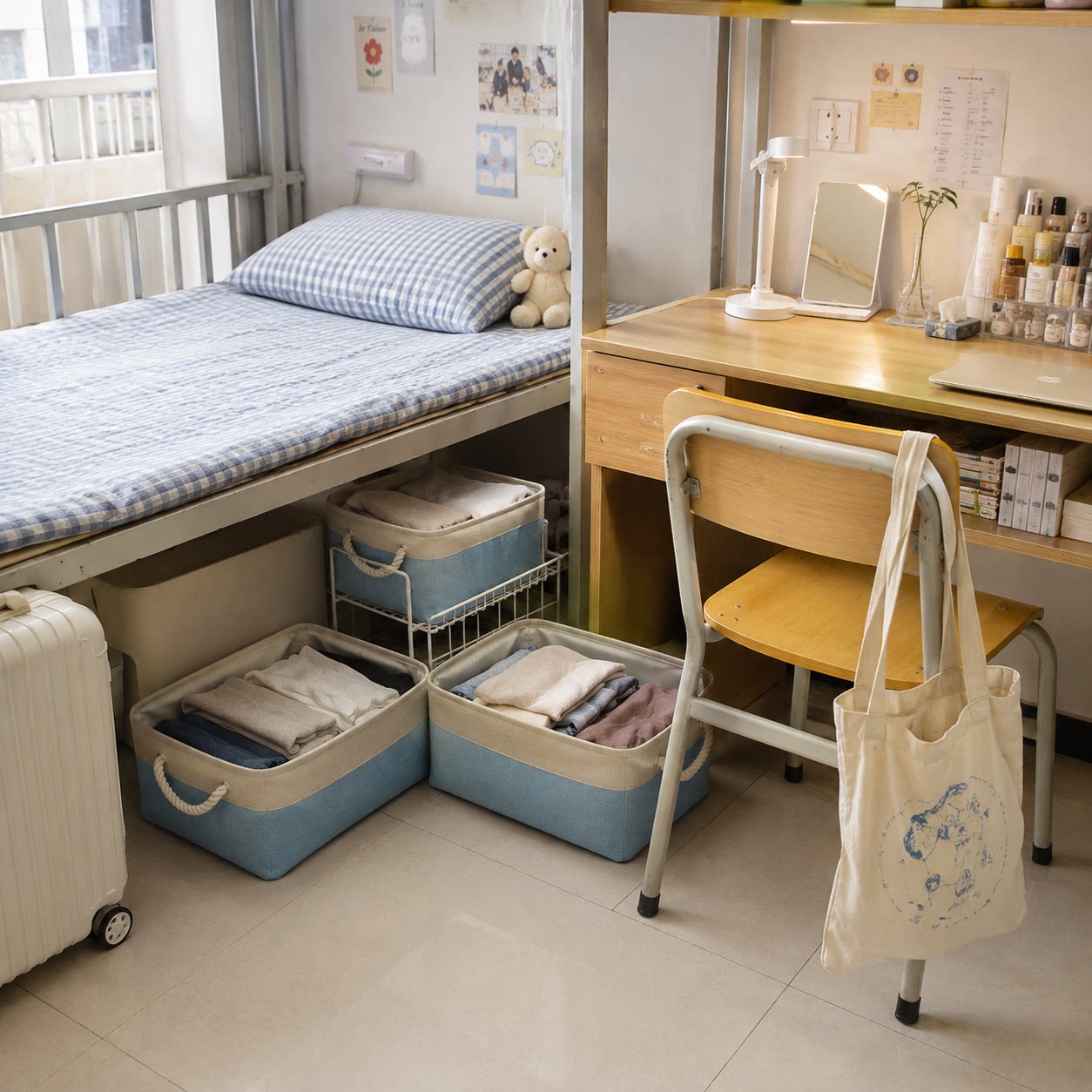 收纳盒子宿舍衣物收纳筐棉麻脏衣