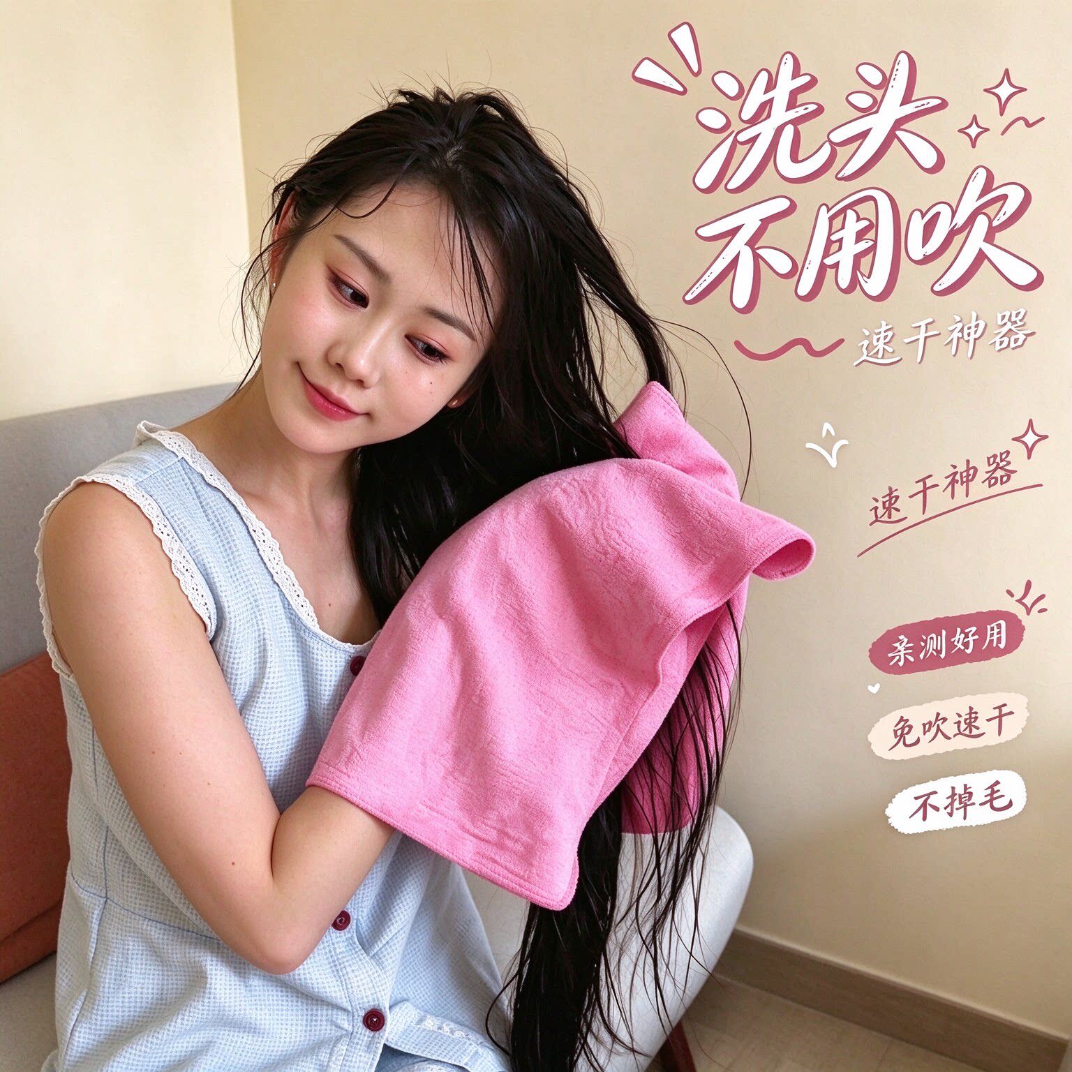 洗头不用吹!麂皮毛巾擦头发女生干发巾加厚吸水学生干发帽不掉毛