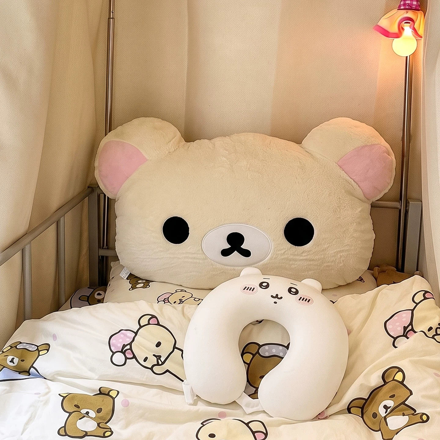 可爱轻松熊靠枕床头抱枕毛绒女生睡眠枕大学生上下铺软包大靠背