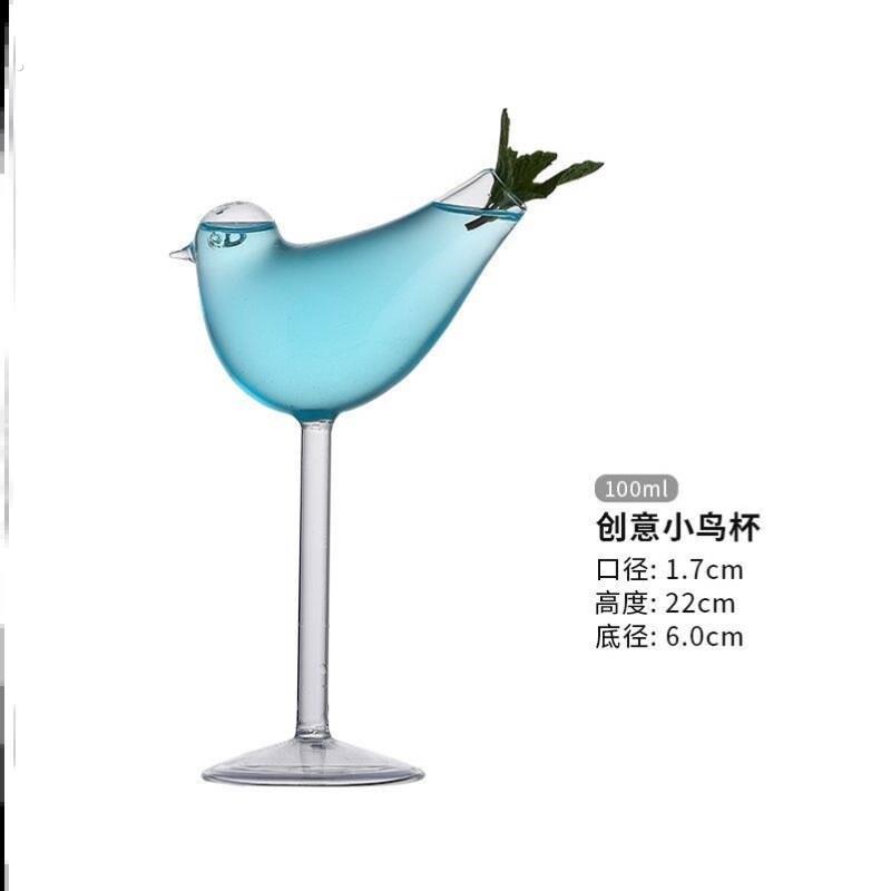 网红小鸟杯子小鸟玻璃杯小鸟酒杯好看的高脚杯杯子搞怪可爱套装