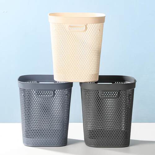 厂家家居室内垃圾桶家用高级感韩式镂空塑料手提收纳筐杂物桶