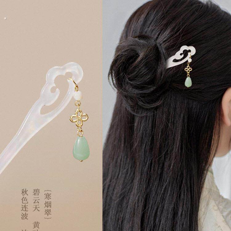 魏晋风彷白玉发簪女簪子古风发饰新中式发钗汉服头饰古装玉簪钗子