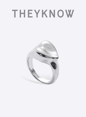 THEYKNOW金属爱心signet戒指女轻奢小众原创设计感简约情人节礼物