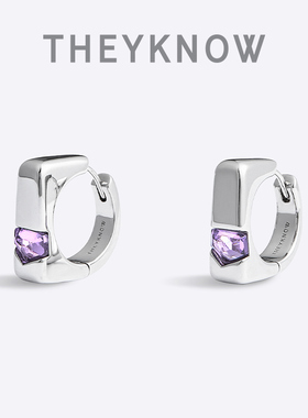 THEYKNOW方形耳环signet天然水晶耳饰个性生日礼物原创设计