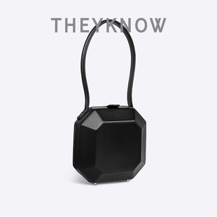 THEYKNOW宝石包头层小牛皮手提包单肩手拿包原创设计小众生日礼物
