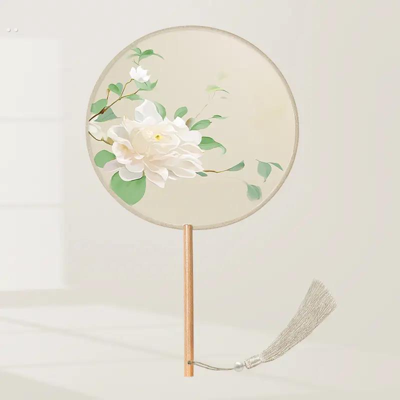 丝质半透团扇文艺宫扇舞蹈拍照通用日常携带女汉服旗袍扇子古风