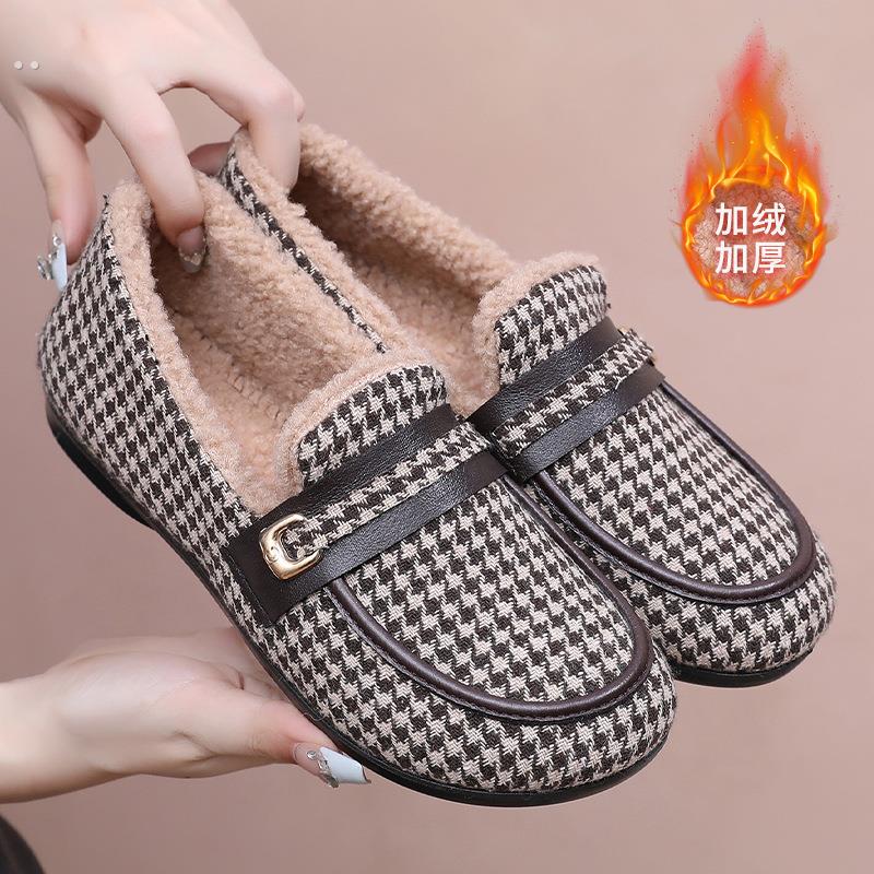 冬季新款棉鞋小码毛毛鞋34码百搭豆豆鞋休闲外穿加绒保暖软底女鞋