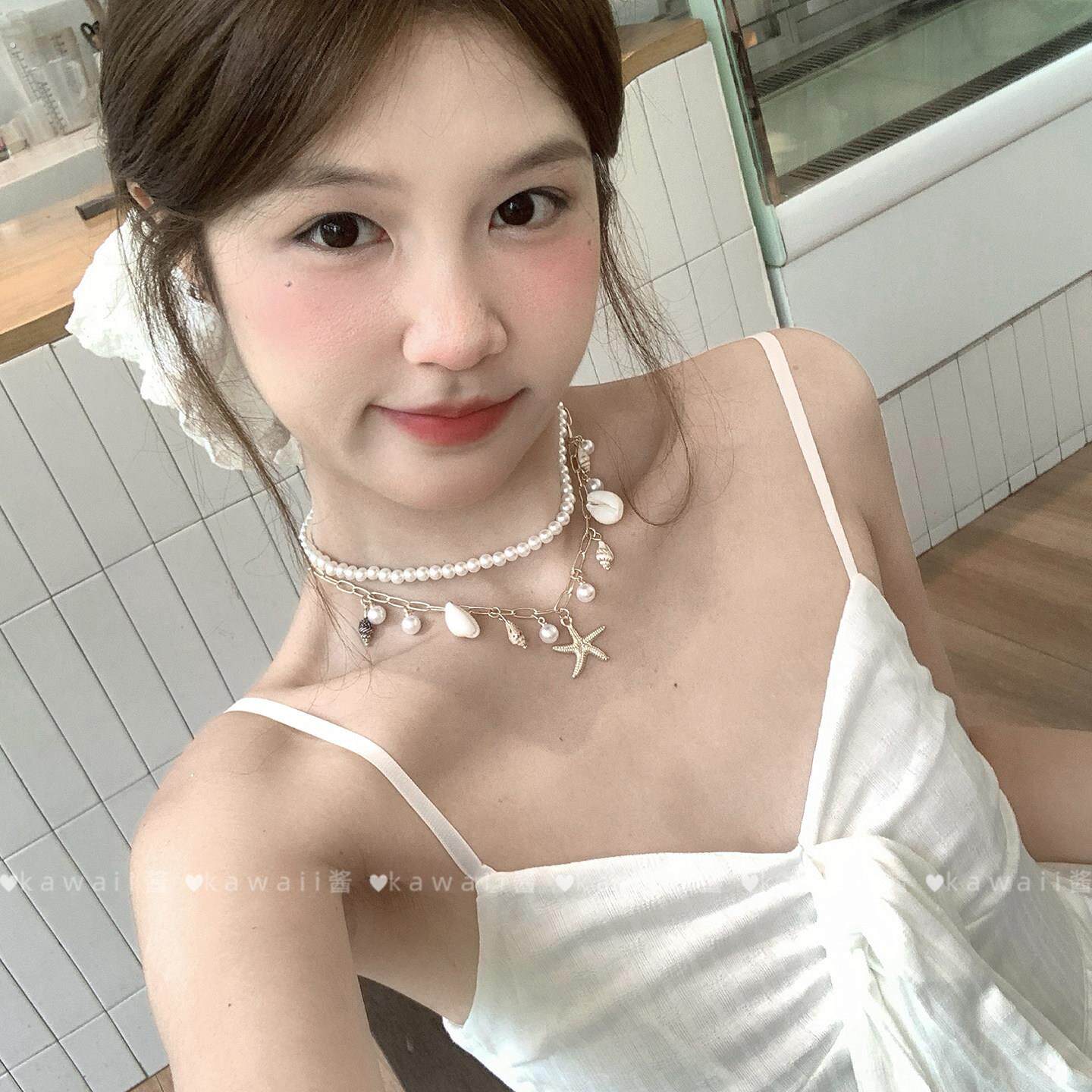 夏日沙滩海星叠戴项链女波西米亚度假风锁骨链小众气质高级感颈链