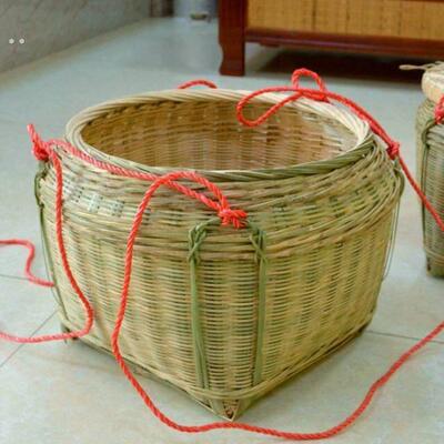竹制品大全大号双箩筐竹编制品淘米箩篼粮食竹筐收纳篓喜事筐簸箕