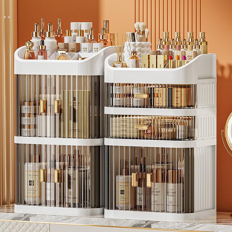 化妆品收纳盒桌面抽屉式高级感轻奢防尘梳妆台护肤品置物架大容量