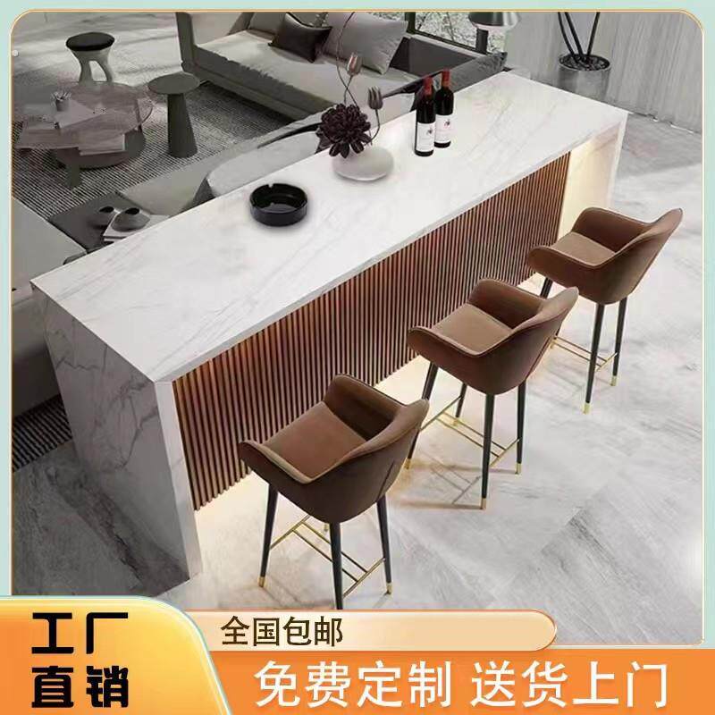 家用大理石岩板岛台餐桌一体开放式厨房客厅沙发后隔断小吧台