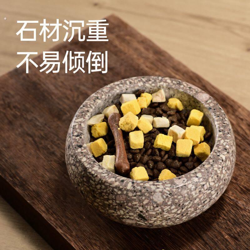 麦饭石宠物碗打不翻扒拉不动宠物石头碗石盆天然石材雕刻猫碗狗盆