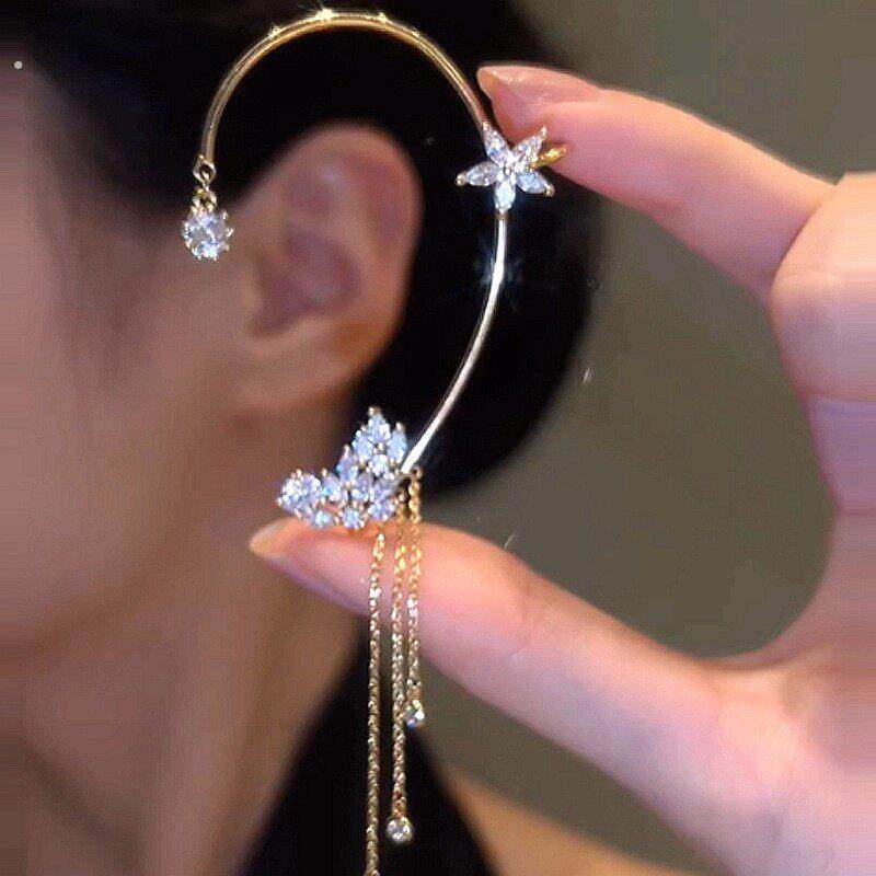 耳骨夹月溅星河耳夹无耳洞女耳挂耳环轻奢高级感小众方圆脸耳饰