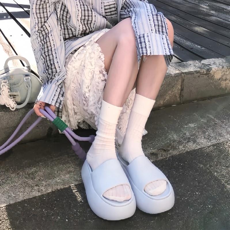 厚底拖鞋女款6cm增高夏季外穿一字拖防臭百搭凉鞋EV沙滩凉拖女士