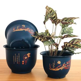 客厅树脂仿陶瓷花盆特大号加厚塑料送托盘绿萝兰花盆仿紫砂君子兰