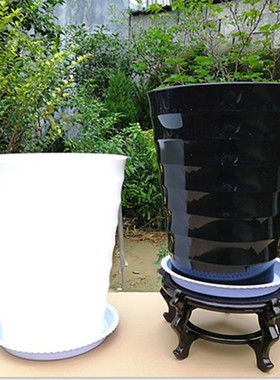 客厅仿陶瓷花盆特大号加厚树脂塑料盆栽高筒发财树大型盆栽盆景盆