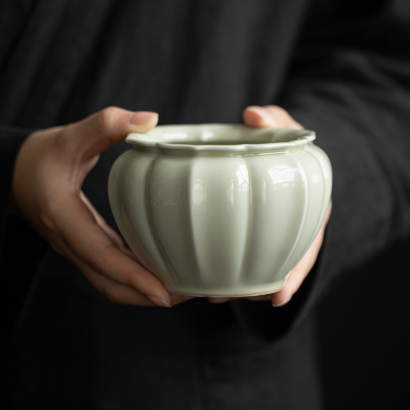 墨己草木灰佛手建水茶道配件水盂