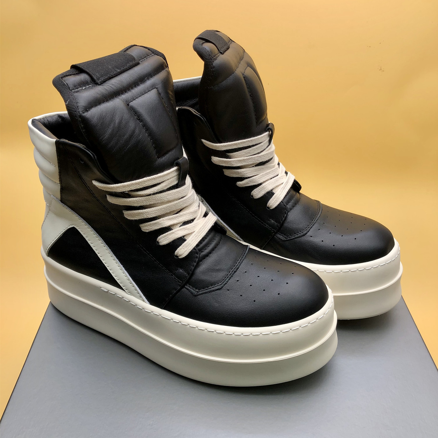 7cm高帮鞋真皮ro倒三角厚底增高