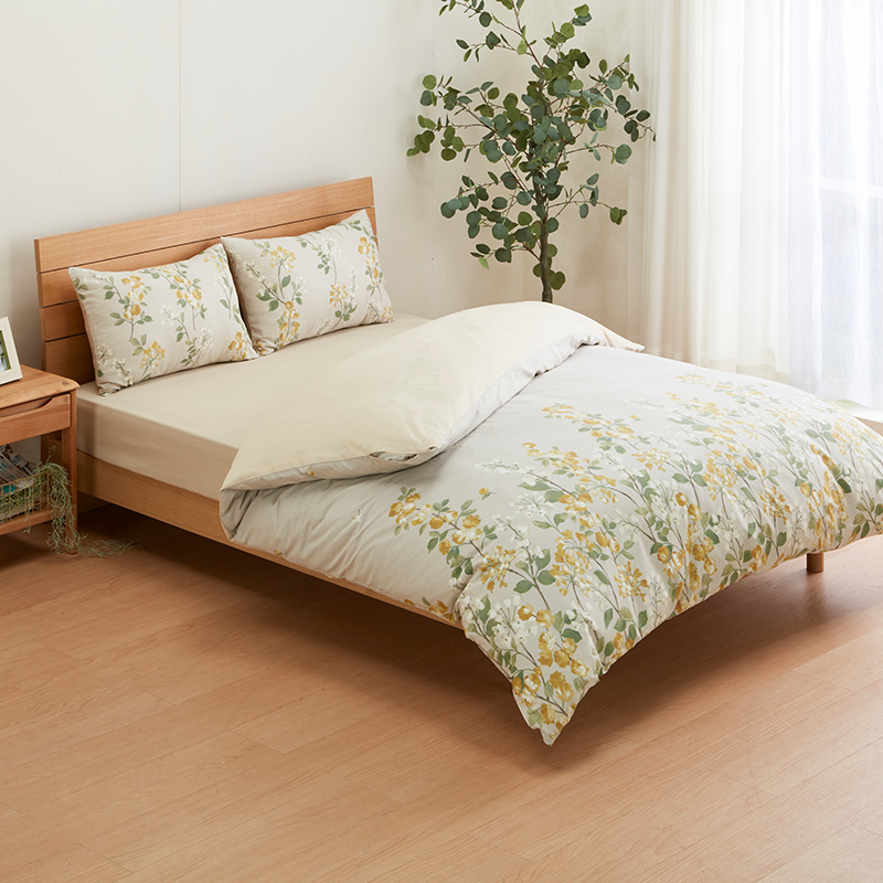 NITORI宜得利家居纯棉被罩卧室学生宿舍用透气被套枕套套件 花宴
