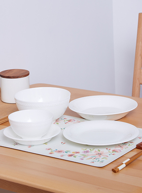 NITORI宜得利家居饭碗餐盘骨瓷餐具简约日式可微波深盘 麦穗浮雕