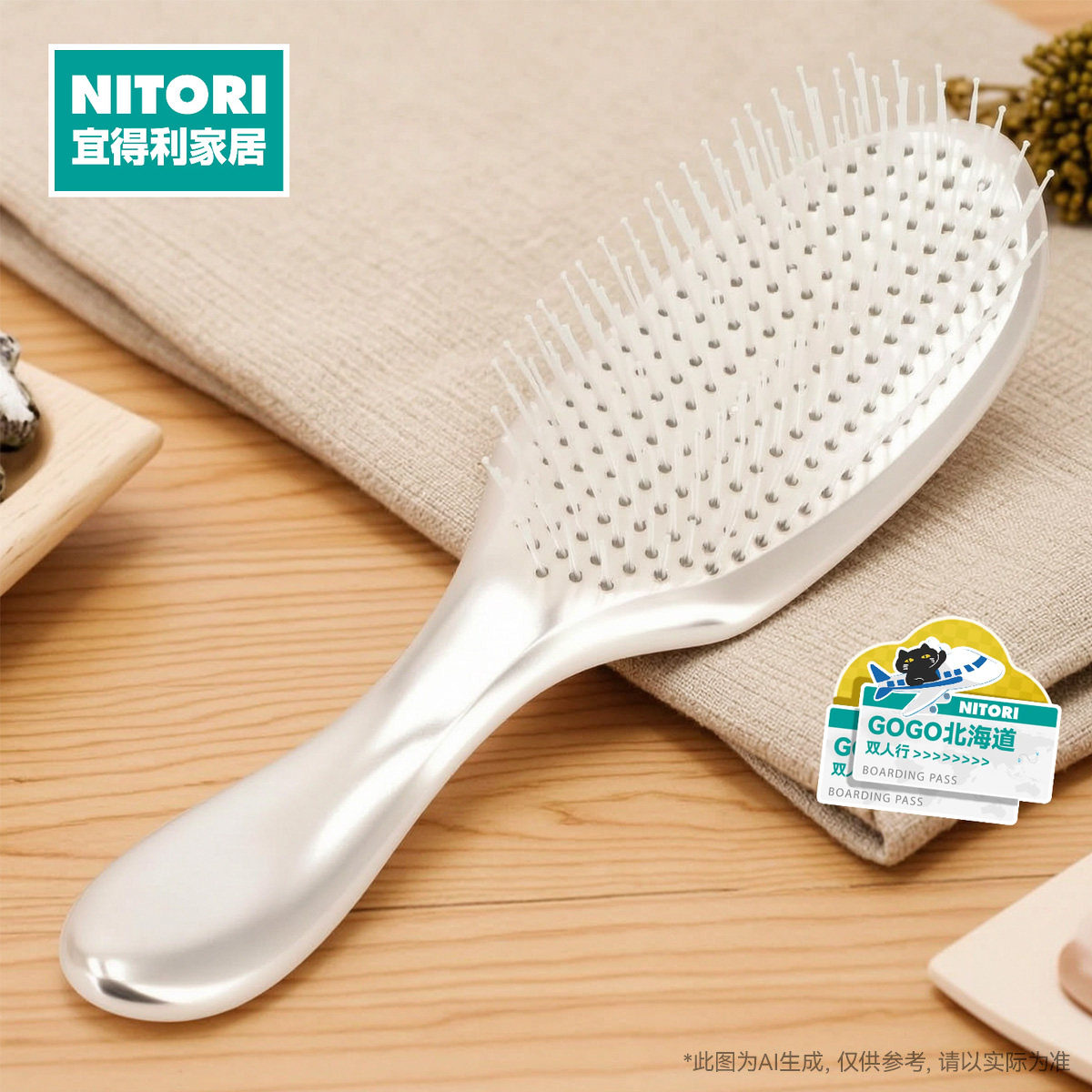 NITORI宜得利家居防打结高低齿按摩梳头部按摩梳