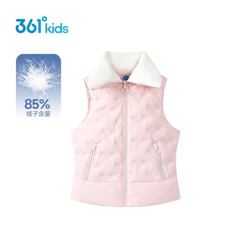 361&deg;童装羽绒马甲女童轻薄翻领马夹2025冬季中大童保暖外套