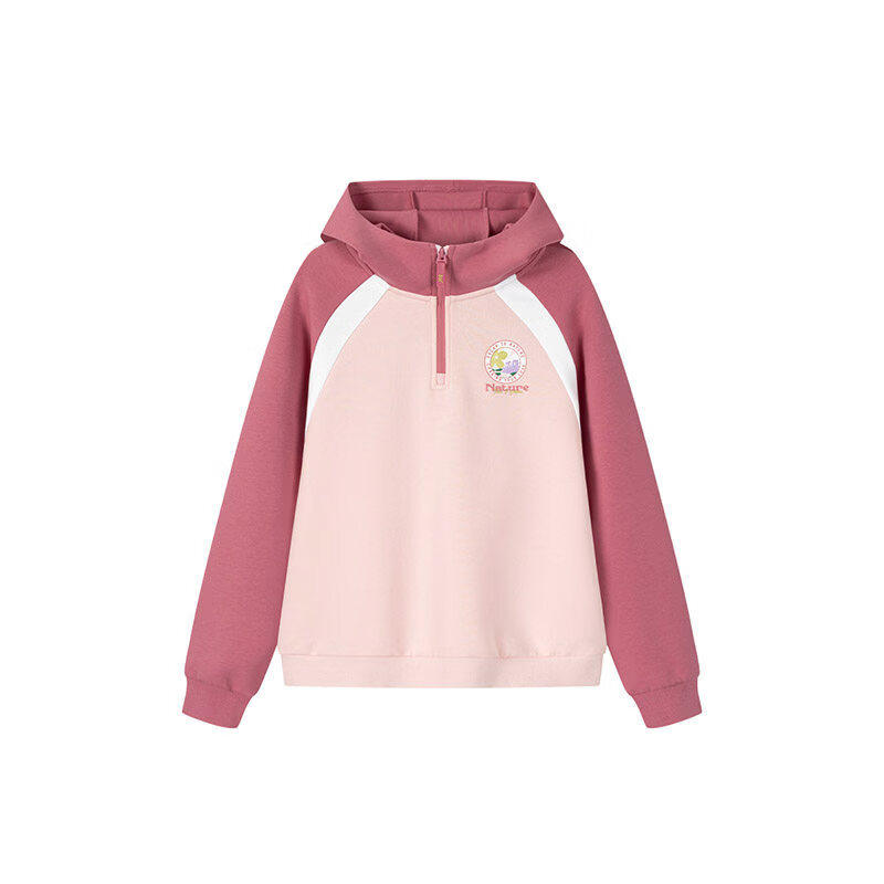 361°童装女童连帽套头卫衣2026春季新款中大童休闲上衣