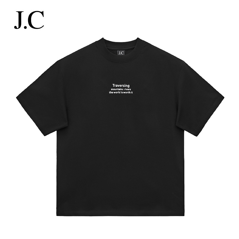 JC男士纯棉短袖T恤美式小落肩