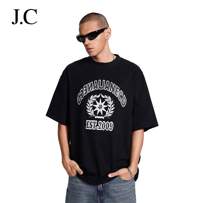 Janecd美式260g重磅纯棉短袖t恤