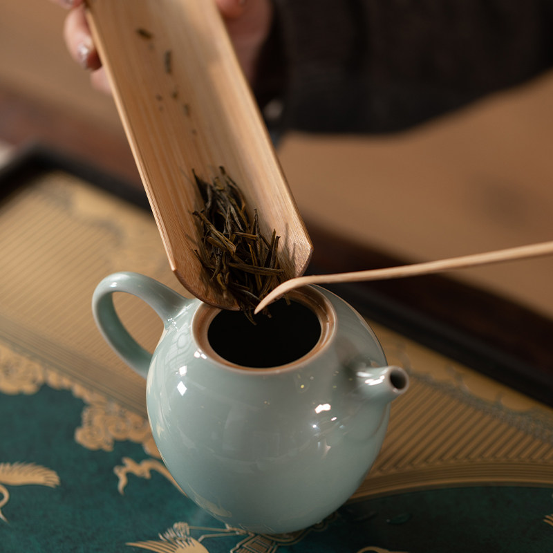 朱炳仁铜X荣龍竹艺斑竹茶拨茶铲茶则取茶器功夫茶具配件家用茶道