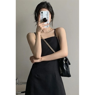 2026新款 吊带短裙内搭 黑色吊带连衣裙春夏秋收腰显瘦气质简约西装