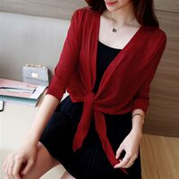 2026 Summer new style small shawl short coat, women's waistcoat, large size thin cardigan, mesh air-conditioned shirt, beach sun-protective clothing thumbnail 3