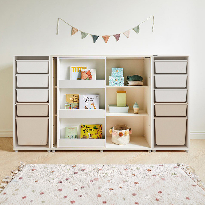 蒙氏儿童收纳柜汉森实木推拉书架