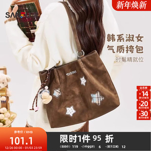 三福托特包女新款 牛仔包通勤包包大容量托特包百搭单肩挎包458518