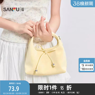 三福手提包夏季简韩休闲柔软蝴蝶结hobo包托特女包501467