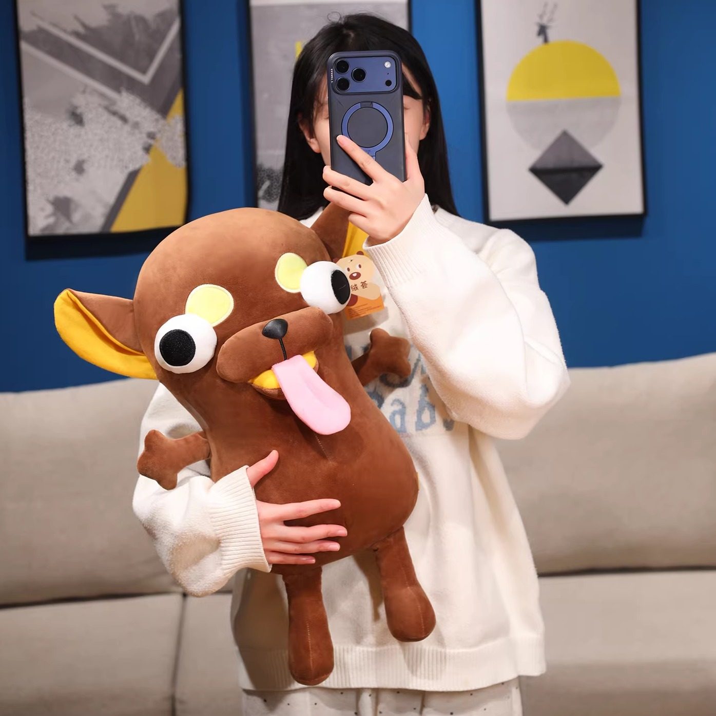 吉娃娃大号玩偶小狗公仔搞怪娃娃chihuahua毛绒玩具抱枕生日礼物