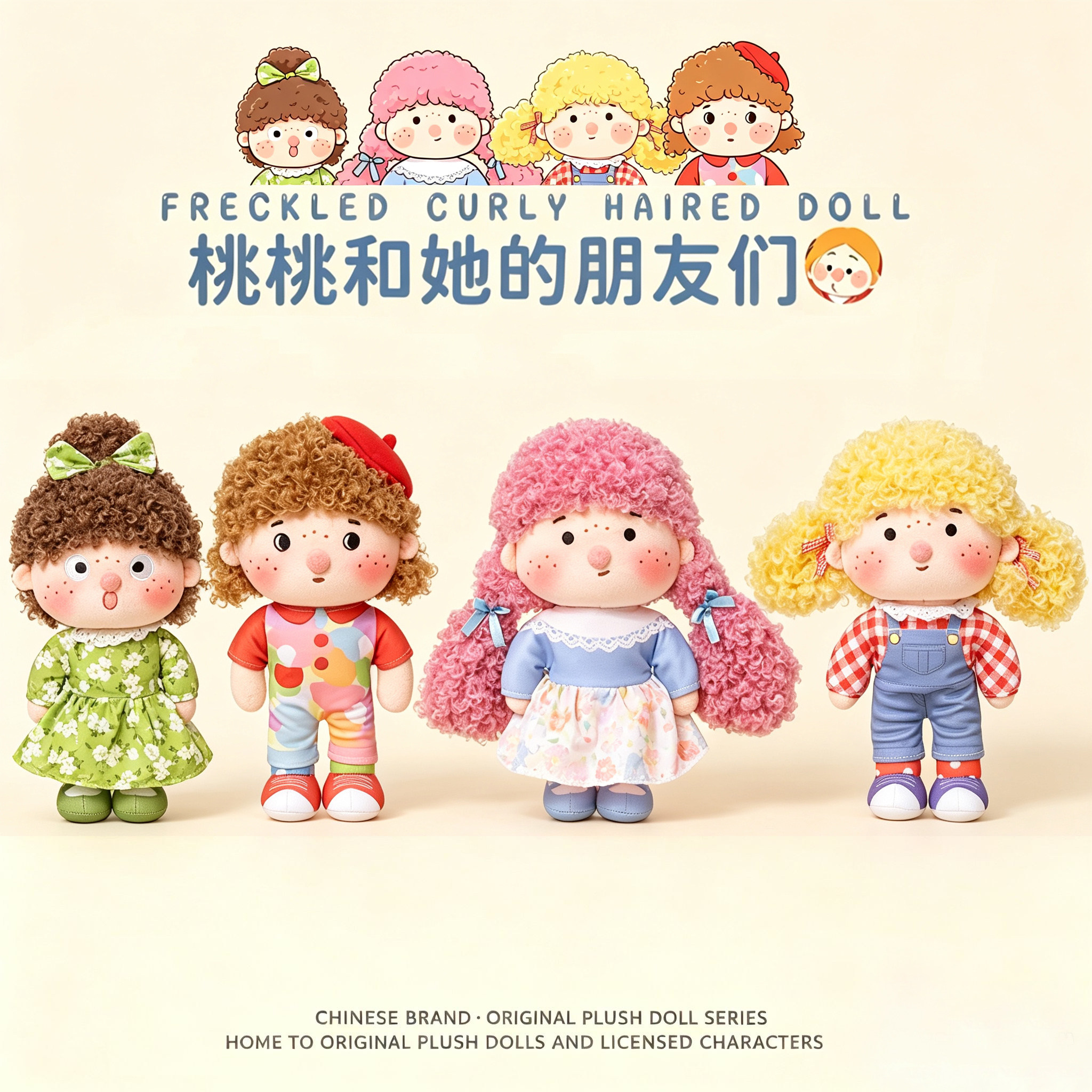 正版大号雀斑卷毛娃娃玩偶抱枕