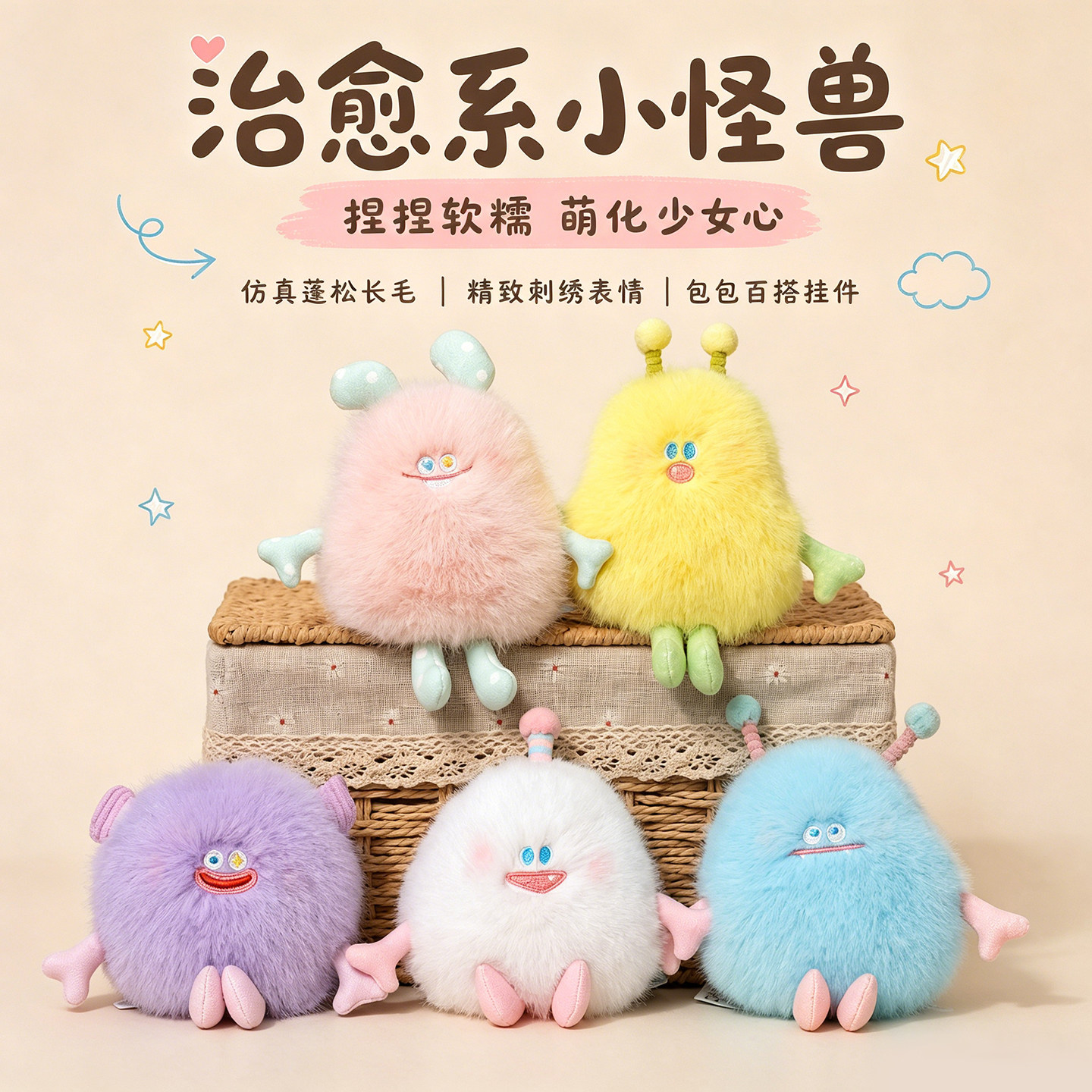 【官方正版】外星小怪兽挂件玩偶