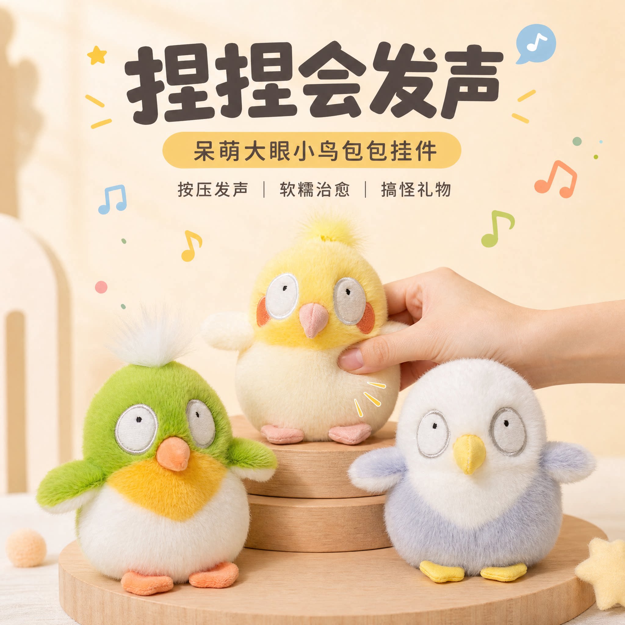 正版会叫仿真小鸟玩偶鹦鹉包包挂件毛绒玩具公仔送儿童女生日礼物