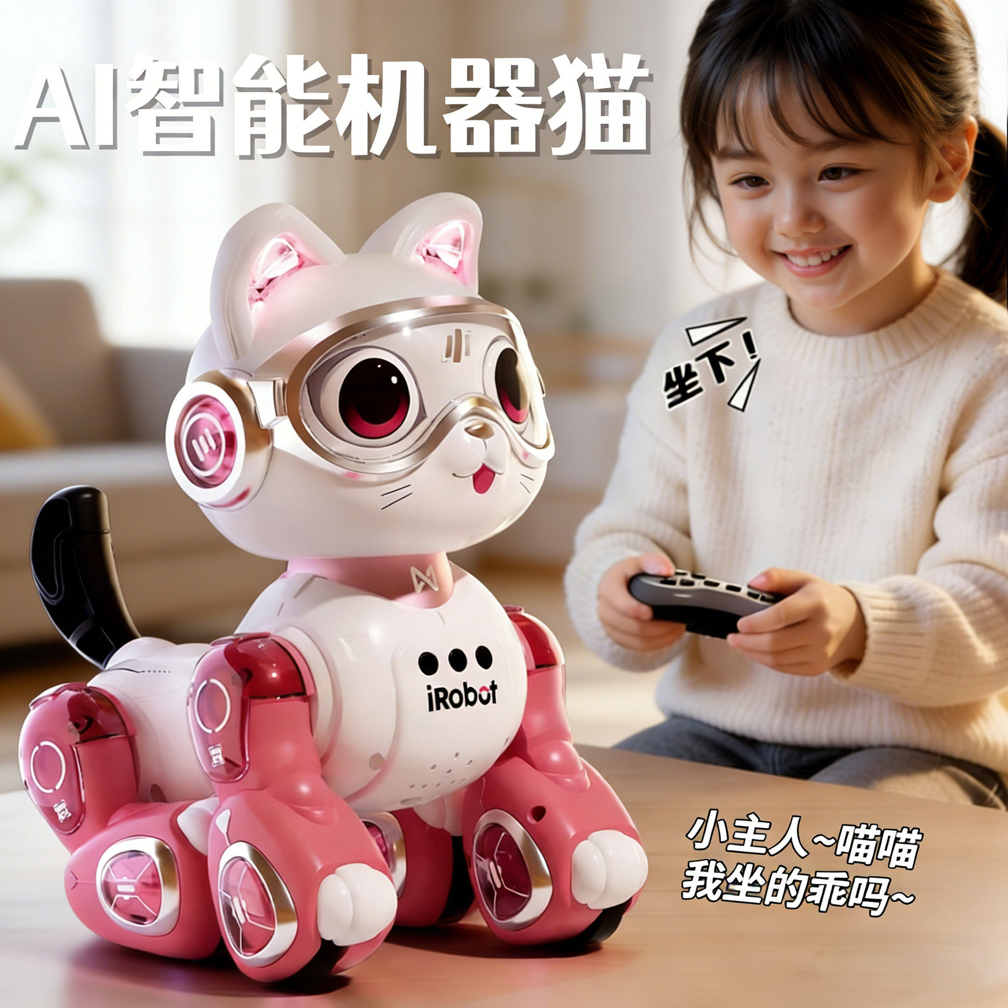 儿童电动遥控AI机器猫玩具
