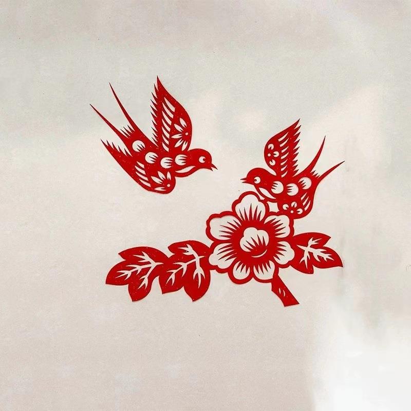 中式秀禾红色植绒布喜鹊花朵头饰新娘国风旗袍晨袍头饰