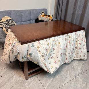 湖南烤火桌子全套家用冬季多功能取暖烤火架实木楠竹可折叠桌正长