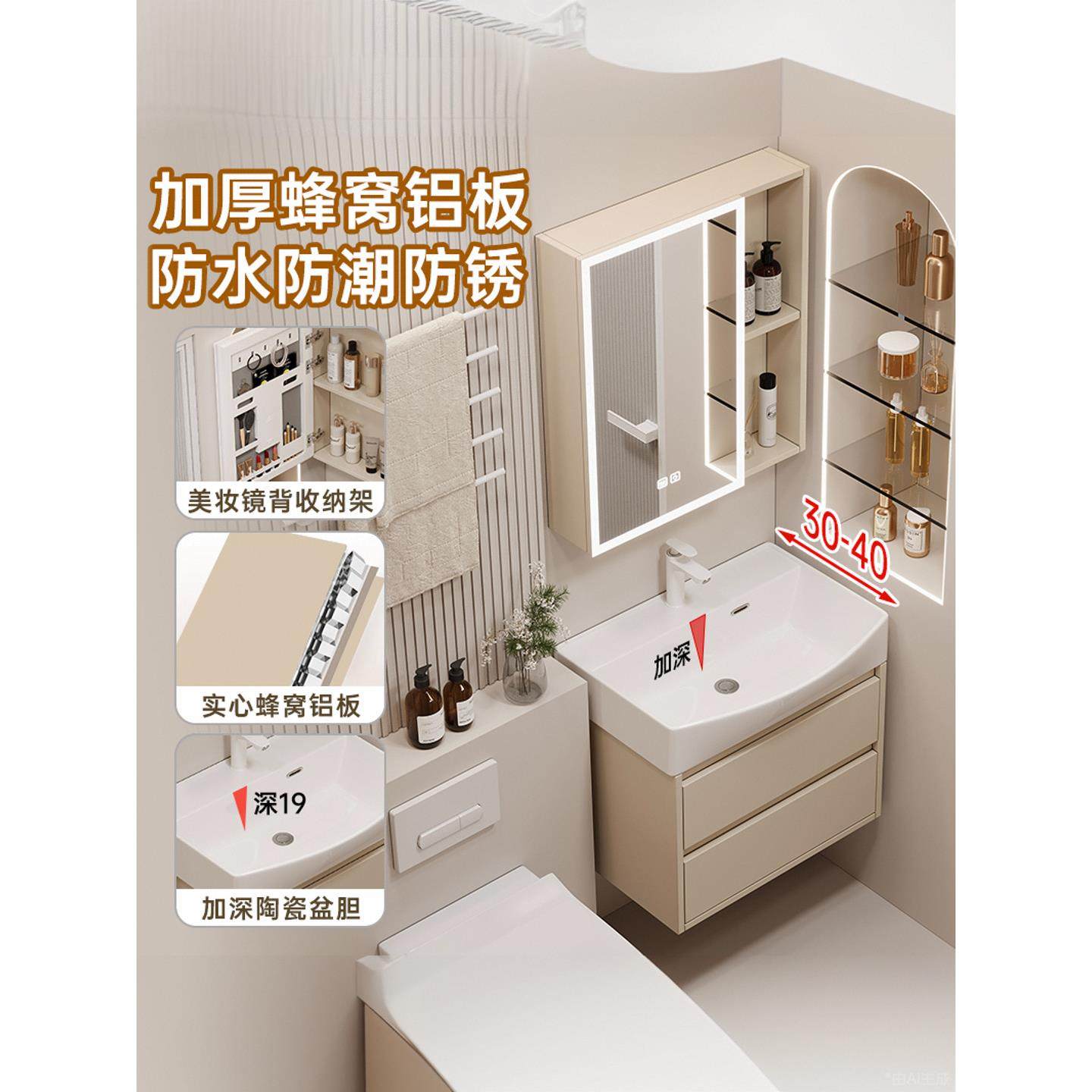 面盆柜洗漱台一体盆小户型洗漱池小户型浴室柜40cm45宽35cm洗手台