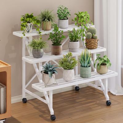 不占空间阳台花架置物架阳台客厅落地式可移动铁艺花盆架托架植物