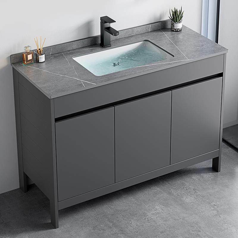 2025新款高端浴室柜高级感轻奢风太空铝落地式岩板组合卫生间洗脸